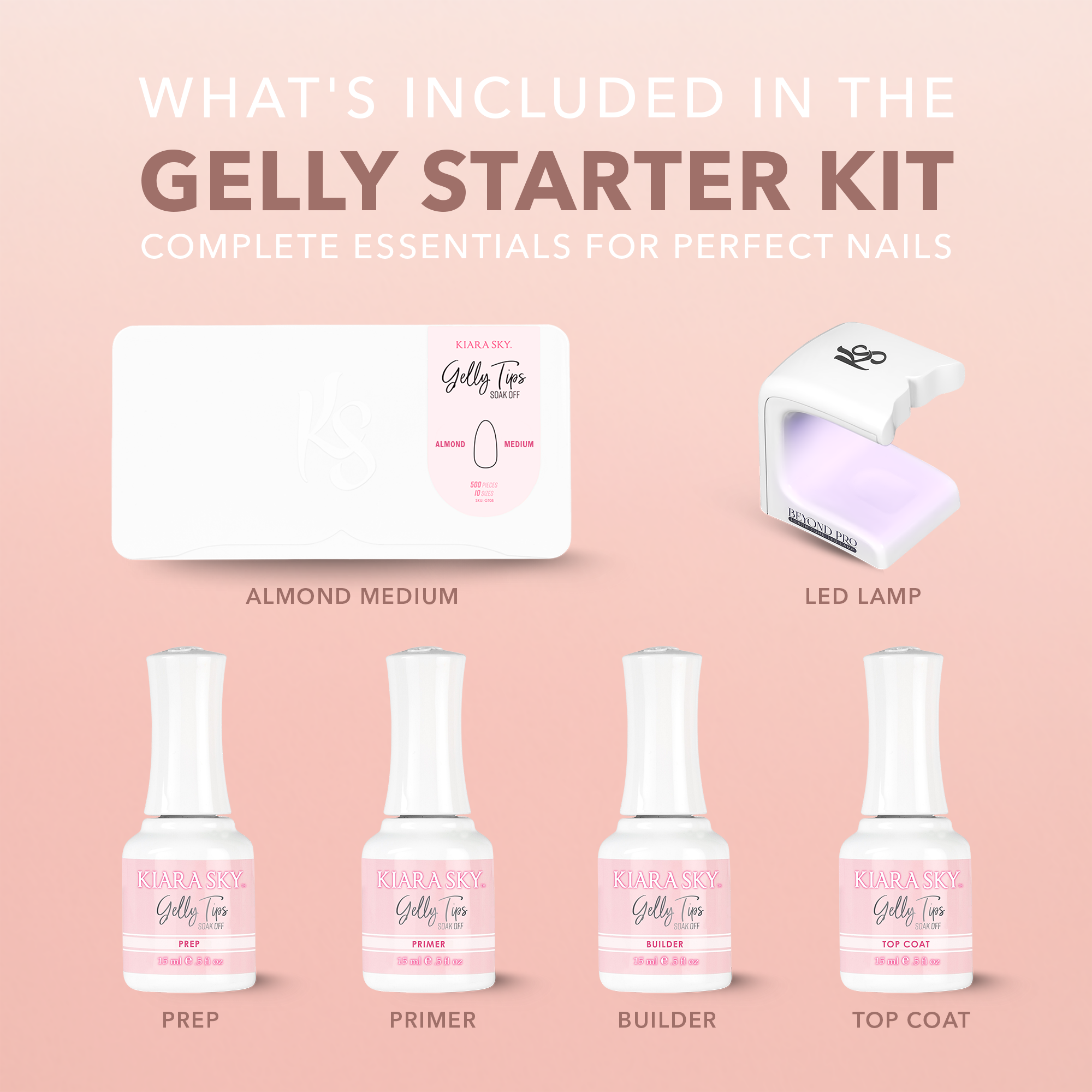 GELLY TIPS STARTER KIT - Almond Medium